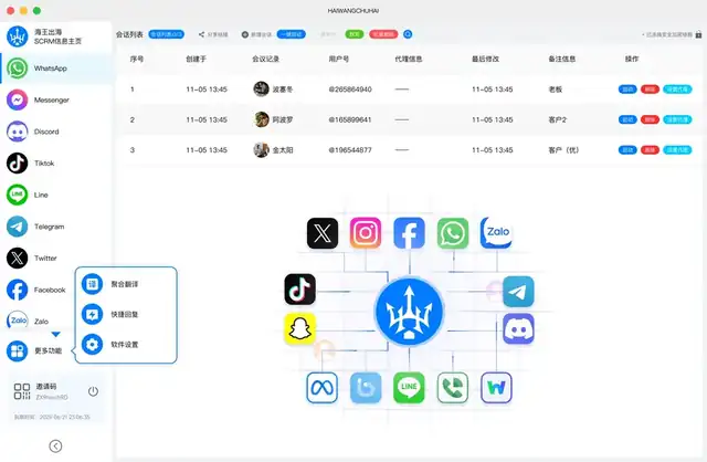 海王出海 · 毫秒响应 - 实时协同出海软件 产品界面